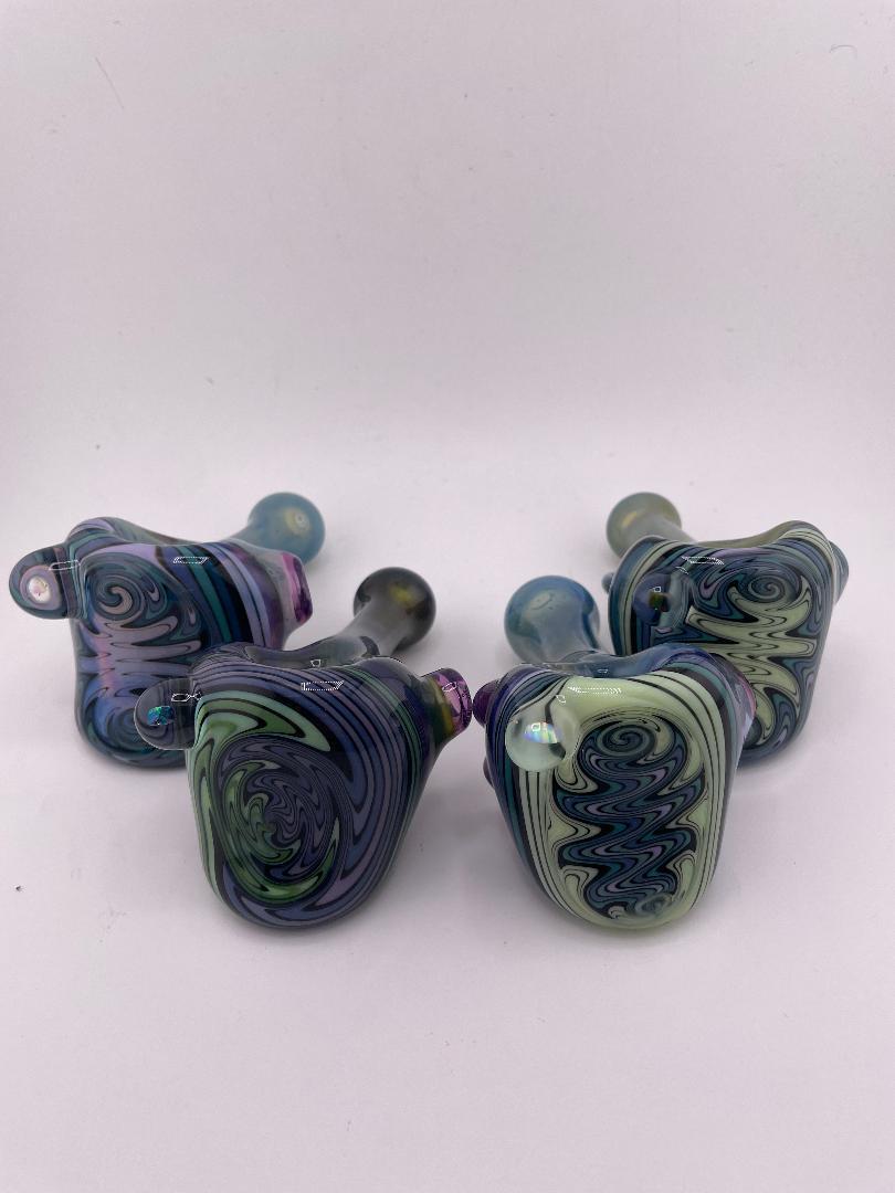 Highgrade Glass Dry Pipe - Full Color w/ Reversal Wig Wag Cap & Opal Encasement