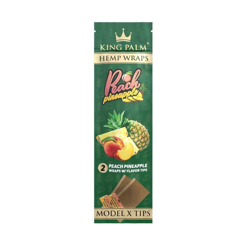 King Palm Peach Pineapple Hemp Wraps Bundle Pack with Model X Tips, featuring juicy flavors for an enhanced smoking experience.