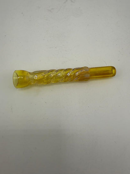 Home Blown Glass Pinch Hitter pipe in yellow, handcrafted for compact and discreet smoking.