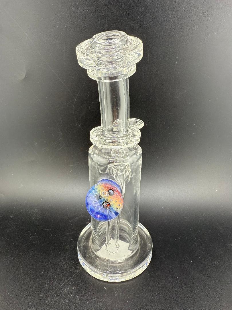 Crondo Glass Clear Banger Hanger Rig w/ Millie Image Marble14mm 90°