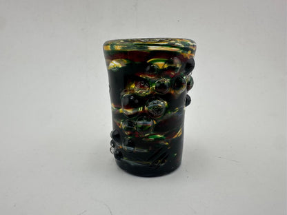 Paulson Pieces Green Shot Glass with Tactile Dots – Handcrafted Glass Art