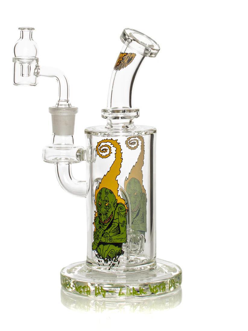 Gear Premium x Creature 7.5" concentrate rig with Goblin design, quartz banger, and cap, perfect for dabbing.