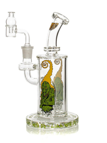Gear Premium x Creature 7.5" concentrate rig with Goblin design, quartz banger, and cap, perfect for dabbing.