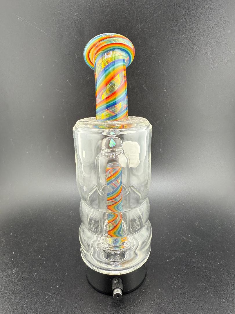 Crondo Rainbow Dr Dabber Evo Top Replacement Glass showcasing vibrant rainbow fume work and unique craftsmanship.