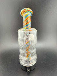 Crondo Rainbow Dr. Dabber Evo Top Replacement Glass with vibrant swirls and unique designs for enhanced smoking experience.