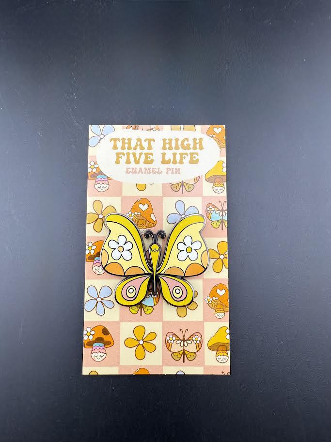 That High Five Life Enamel Pin - Groovy Butterfly