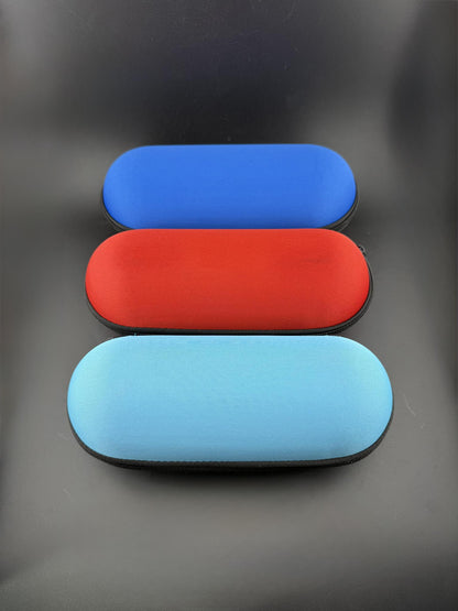 Pipe Case - Large in blue, red, and light blue colors arranged neatly for display.