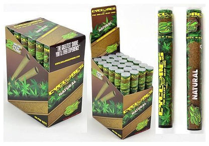 Cyclones Hemp Cones display box featuring natural, tobacco-free cones with wooden tips for a premium smoking experience.