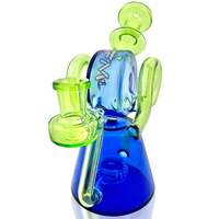 AFM Glass 8" Double Ram Glass Recycler Dab Rig TX619 14mm 90° with unique design and vibrant colors.