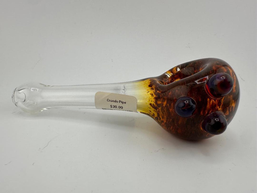 Crondo Glass Dry Pipe - Clear w/ Frit Colored Cap