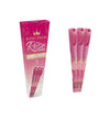 King Palm Rose Petal Cones 3pc King Size in pink packaging, luxurious rose petal wraps for premium smoking experience.