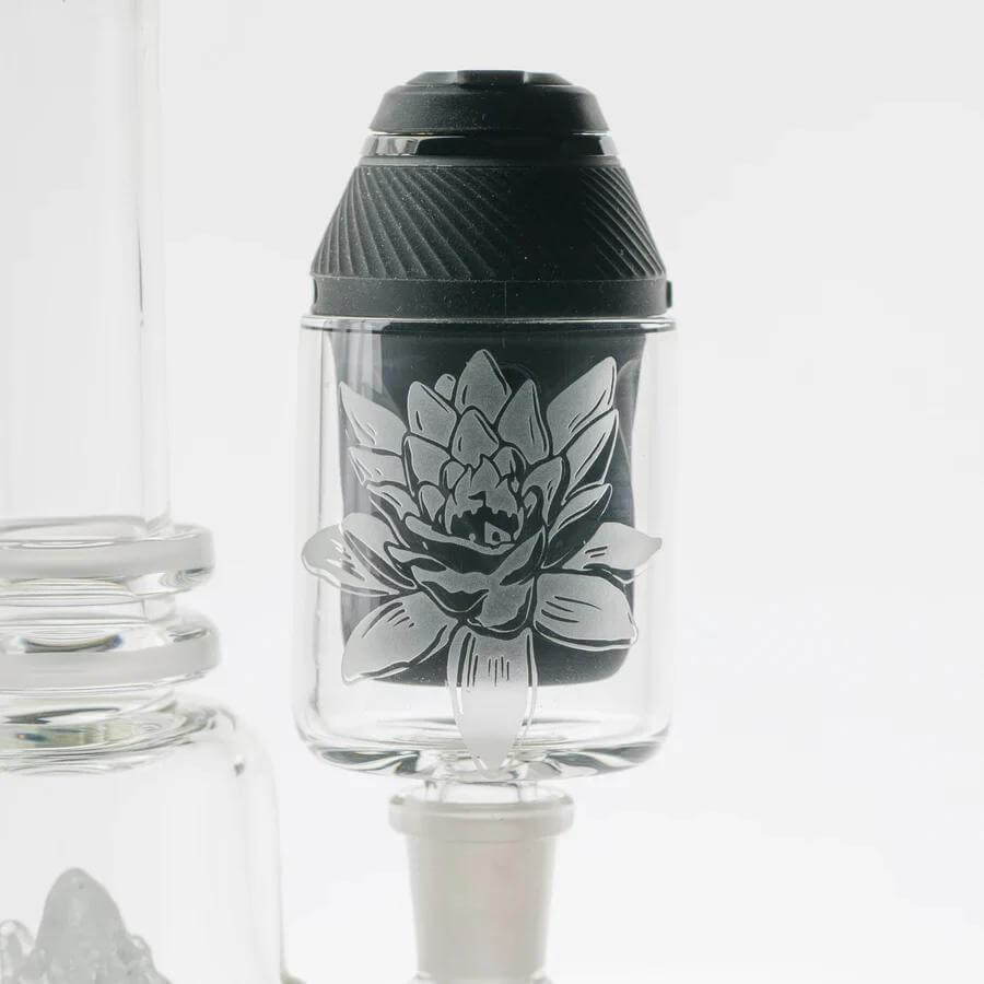 Empire Glass Proxy Slide Adapter 14mm with engraved lotus design for enhanced smoking experience