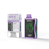MTRX MX 25k Disposable Vape in Candied Grape flavor with packaging and dual HD screens.
