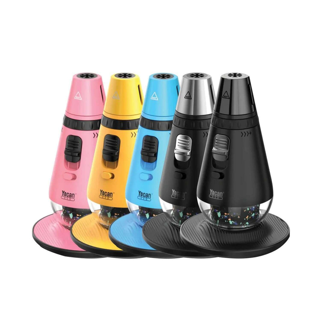 Colorful Yocan Red Gavin Torch vaporizers, perfect for dry herb and wax concentrate consumers.