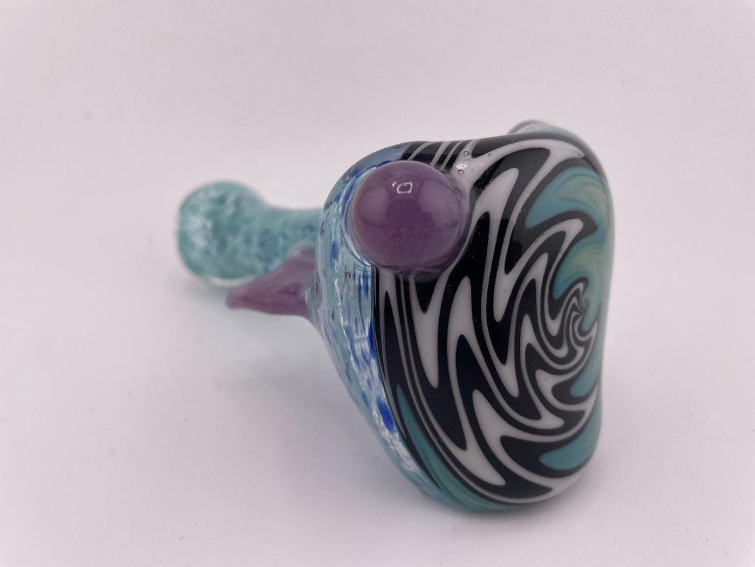 Highgrade Glass Dry Pipe -Multi Colored Frit w/ Reversal Wig Wag Cap
