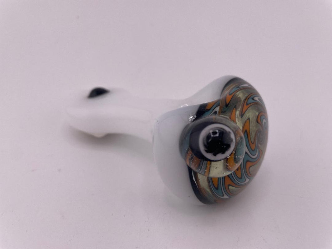 Highgrade Glass Dry Pipe  - White w/ Reversal Wig Wag Cap
