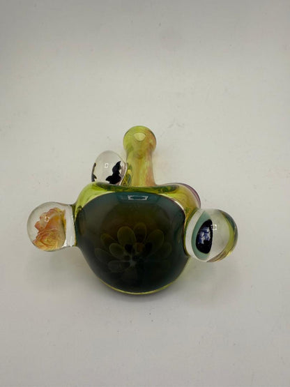 Lylo Glass Heady Fumed Green Implosion Cap Pipe w/ Marble Attachment