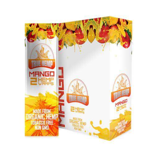 True Hemp Mango Wraps 2pc - Organic, tobacco-free hemp wraps for a smooth, flavorful smoking experience.