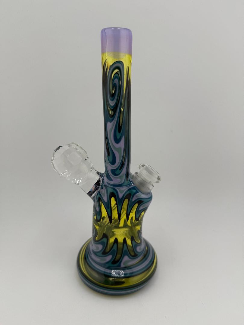 Highgrade Glass Heady Grommet Mini Tube 10mm 45° Teal Green UV
