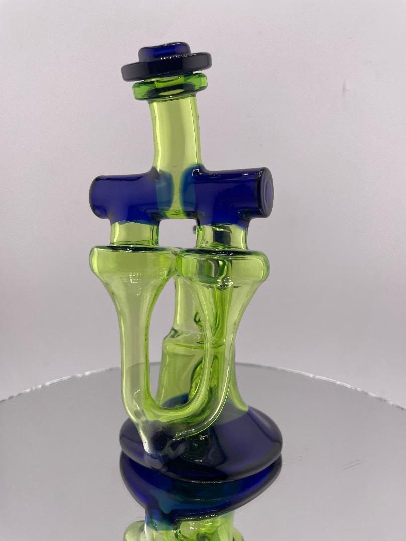 Domer Glass Double Recycler Mini - Cobalt & Green