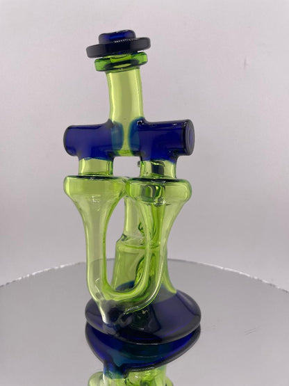Domer Glass Double Recycler Mini - Cobalt & Green