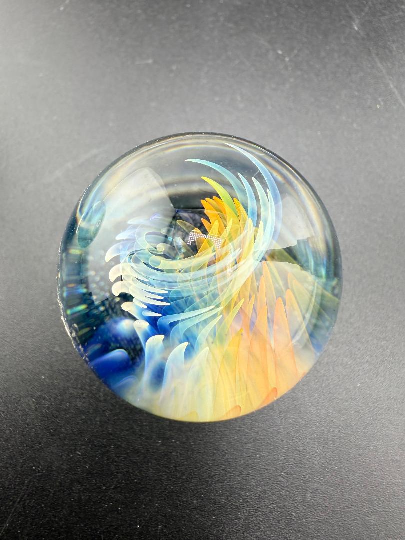 Brando Glass Marble - Fumed Vortex w/ Colored Backer 1.3" - 1.4"