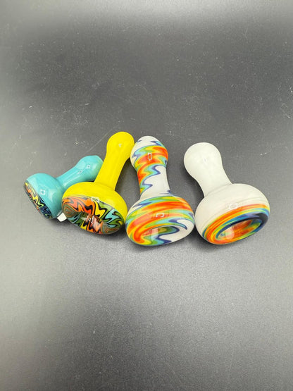 Colorful handcrafted Mcdoogle Glass Chillums featuring unique designs and vibrant patterns.