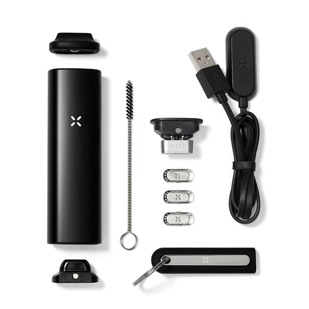 PAX Plus Portable Vaporizer Complete Kit showcasing the device, accessories, USB charger, and tools for optimal vaping experience.