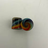 Colorful handcrafted borosilicate glass ear plugs showing swirled patterns, ideal for stretched ears.