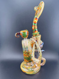 Crondo Glass Green Fire Line Work Fumed Pull Bowl Bubbler 14mm
