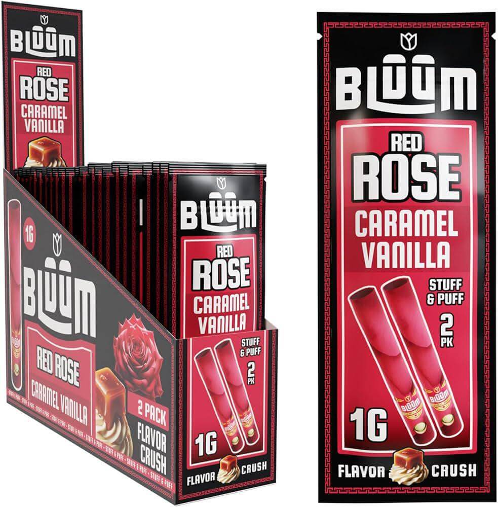 Bluum Cones Red Rose Caramel Vanilla 2 Pack for a smooth and flavorful smoking experience.