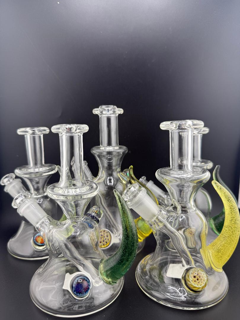Pugsley Glass Straight Neck Jammer Rig w/ Colored Horn & Opal 10mm 45°