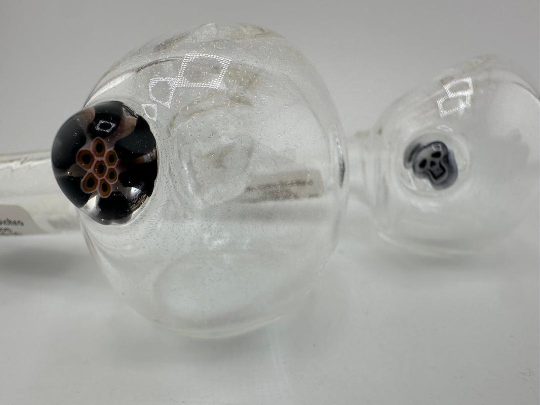 Filla John Glass Dry Pipe - Red Dichro Clear Spoon w/ Millie