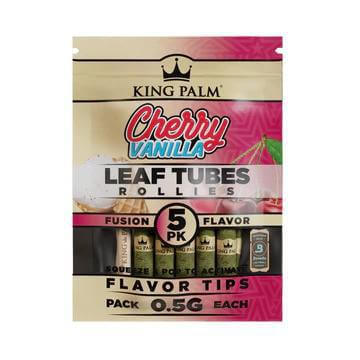 King Palm Hemp Wraps 5pc Rollie pack featuring Cherry Vanilla flavor, 0.5g each for a smooth smoking experience.