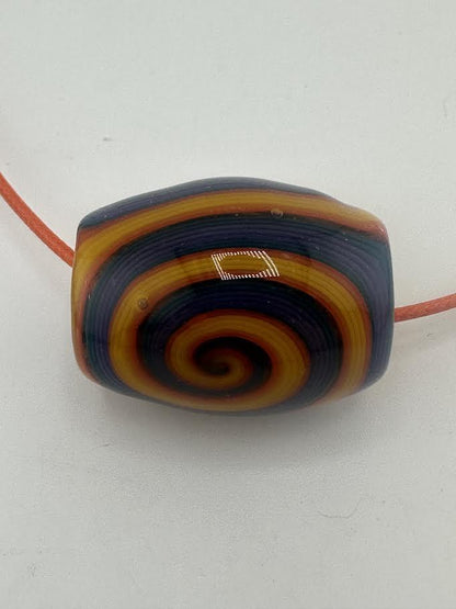 Crondo Glass Pendant -  Wig Wag worked Dread Bead