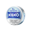 Keko 6mg Blue Razz Ice nicotine pouches tin with warning label for tobacco-free satisfaction.