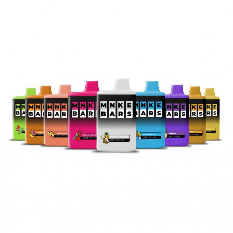 MNKE Bars 6500 Nicotine Disposable Vape collection with vibrant flavors and sleek designs.