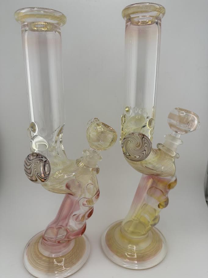 JP Killman Glass Flower  Beaker - Pistol Grip Fumetech on Clear