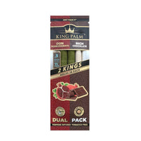 King Palm Dual Flavor Pack featuring Don Pomegranate and Rich Chocolate hemp wraps for a smooth smoking experience.