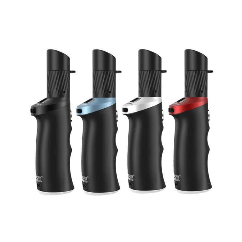 Yocan Black Phaser ACE 2 Vaporizer in four color options: black, blue, silver, and red, showcasing sleek design.