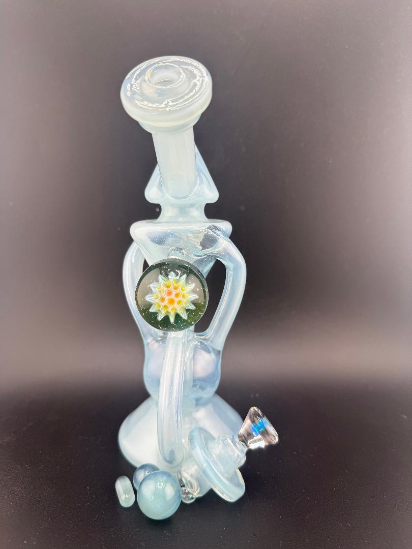 Mank Glass Blue Recycler Set 10mm 90° w/ Cap & Slurper Set