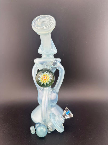 Mank Glass Blue Recycler Set 10mm 90° w/ Cap & Slurper Set