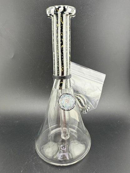 Filla John Glass Dichro Neck Beaker10mm 45° w/ Matching Cap showcased with stunning glasswork and design.
