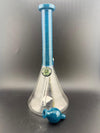 Filla John Glass Dichro Neck Single Color Beaker 10mm 45° showcasing a blue glass design with a clear base and bowl.