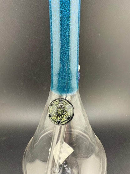 Filla John Glass Dichro Neck Single Color Beaker 10mm 45° featuring a vibrant dichroic neck and clean design.