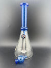 Filla John Glass Dichro Neck Single Color Beaker 10mm 45° – Hand-blown with sleek blue accents.