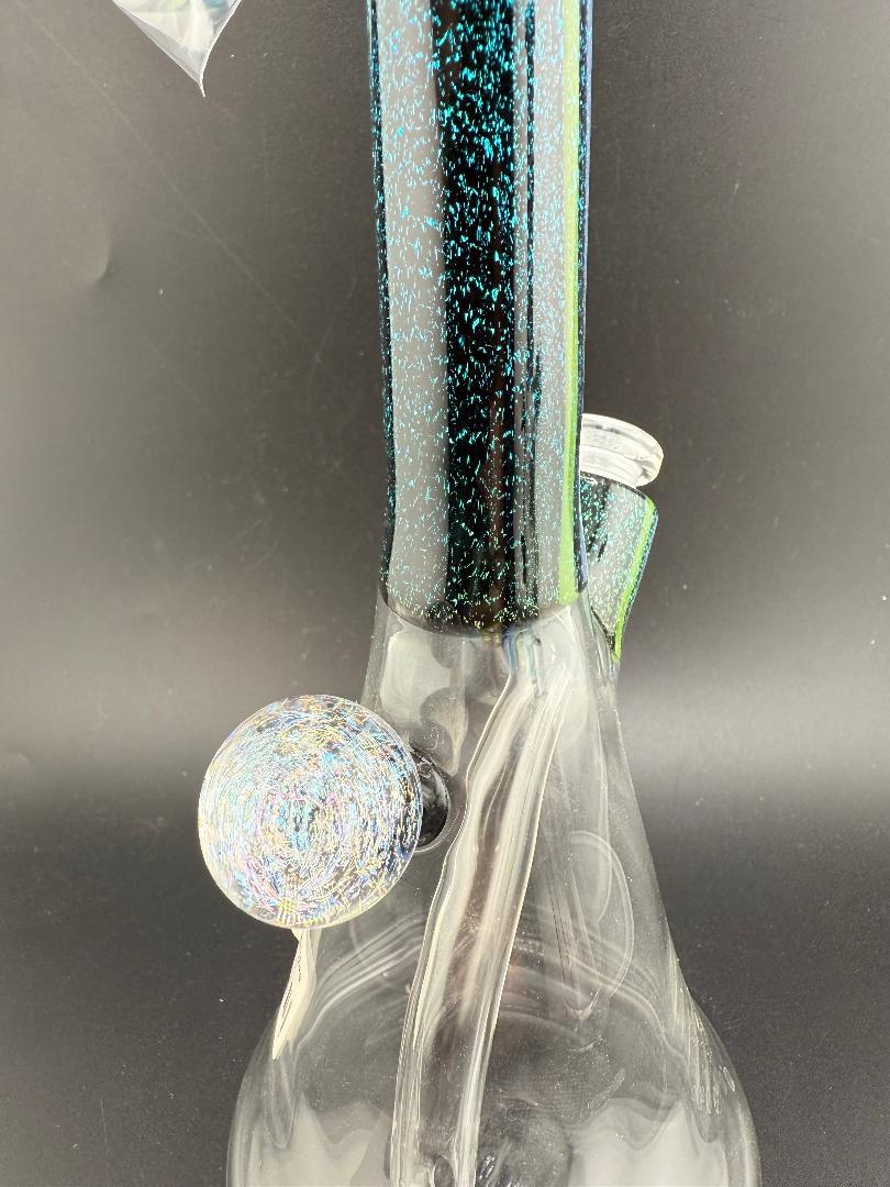 Filla John Glass Dichro Neck Beaker10mm 45° w/ Matching Cap - Hand-Blown Glass Pipe