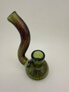 Filla John Glass Dry Rig 10mm 90° in green and brown with dichroic accents, handcrafted in Spokane.