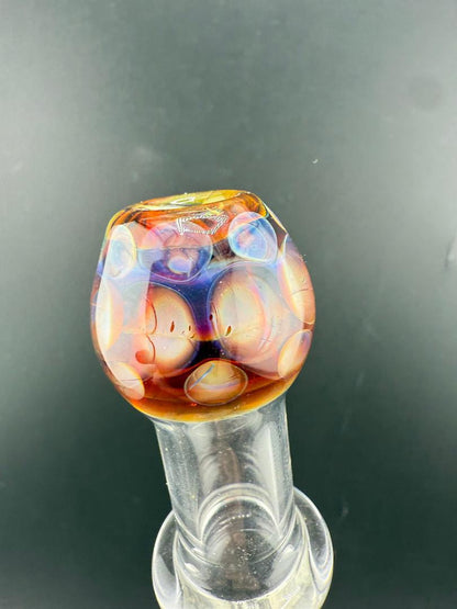 Filla John Glass Flower Bubbler - Clear w/ Amber Purple Marbles & Bee Attachments