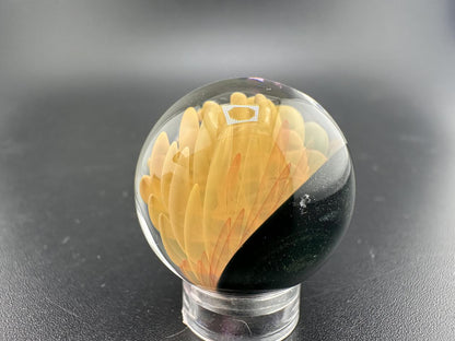 Filla John Glass Fumed Marble showcasing intricate design and fume work in a handcrafted glass art piece.